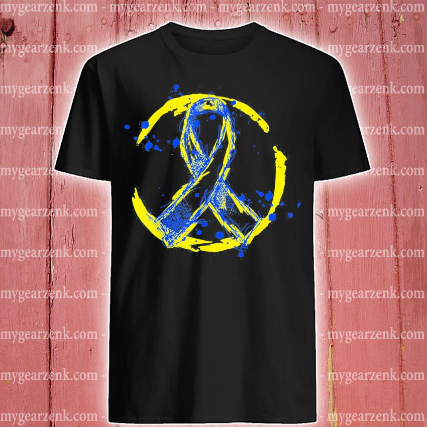 Retro Yellow And Blue Ribbon Down Syndrome Awareness Shirt
