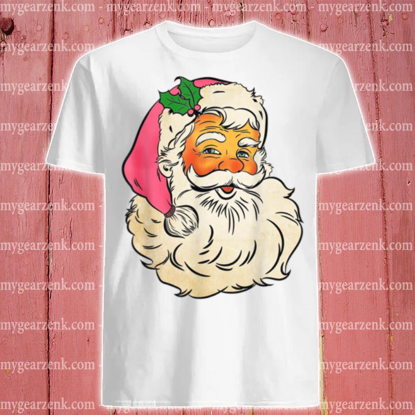 Funny funny Vintage Pink Santa Claus Pink Christmas Design T Shirt